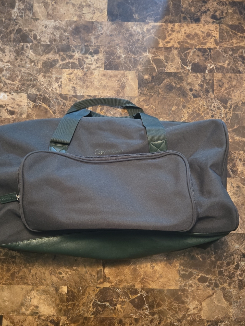 Calvin Klein Green vinyl overnight/weekender bag
